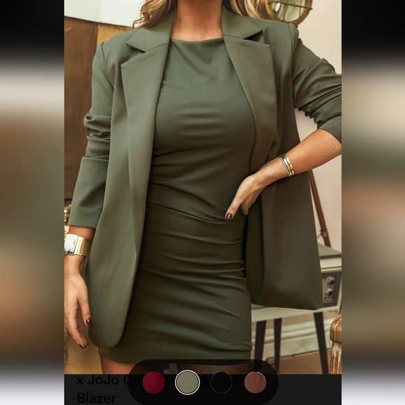 Elegant Olive Green Women's Jacket Blazer - Picture 2 of 12